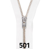 Broekrits metaal | zilver fijn | 12 cm | YKK | 501 wit Rits RITS - BROEK - SILVER - 4.5 - 12CM - 501 - WHITE